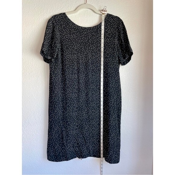 Madewell Zip Back Short Sleeve Shift Dress in Black Polkadot Scatter Size 2 - Picture 10 of 12